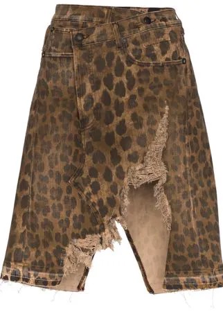 R13 джинсовая юбка Norbury с леопардовым принтом