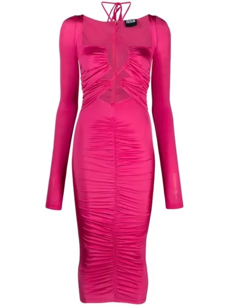 Versace Jeans Couture платье миди с вырезами и шнуровкой, розовый