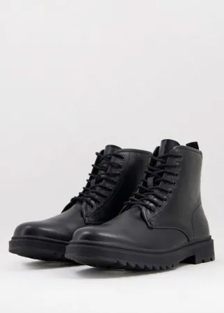 Черные строгие ботинки на шнуровке New Look-Черный цвет