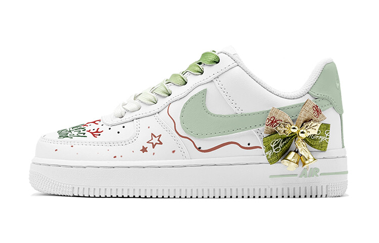 Кроссовки Nike Air Force 1 Skateboarding Shoes Women's Low-top White, зеленый
