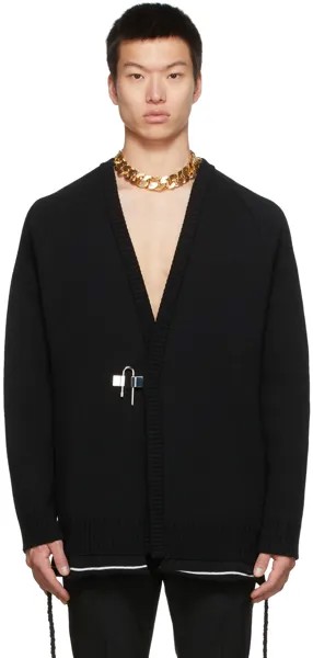 Черный шерстяной кардиган с навесным замком Givenchy