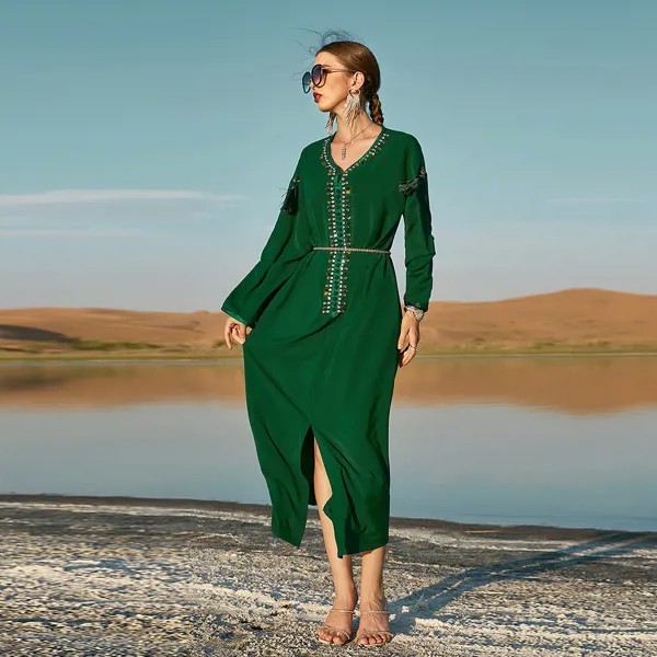 Рамадан ИД Мубарак абайя Дубай Турция ислам Пакистан мусульманское Модное Длинное Платье женское вечернее платье для женщин Кафтан