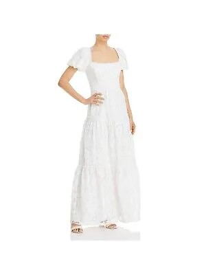 AQUA Женское белое вечернее платье-футляр макси с квадратным вырезом и пышными рукавами для подростков 0