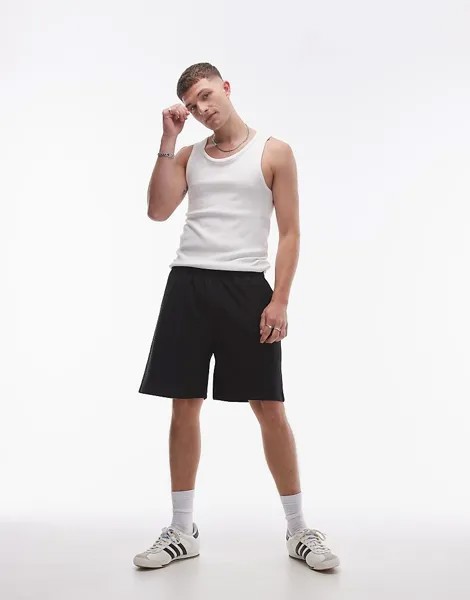 Topman – Airtex – Чёрные шорты оверсайз