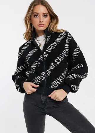 Плюшевая куртка со сплошным логотипом Calvin Klein Jeans-Черный
