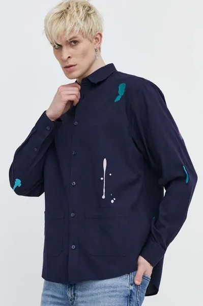 Рубашка Ian из хлопка Desigual, темно-синий