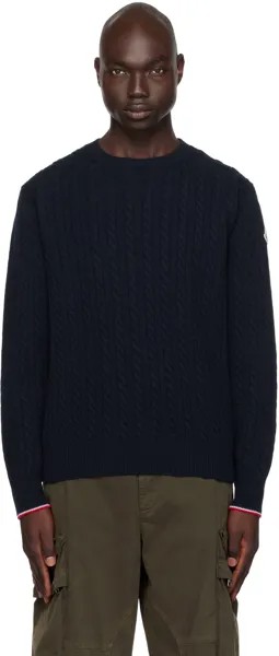 Moncler темно-синий свитер с круглым вырезом