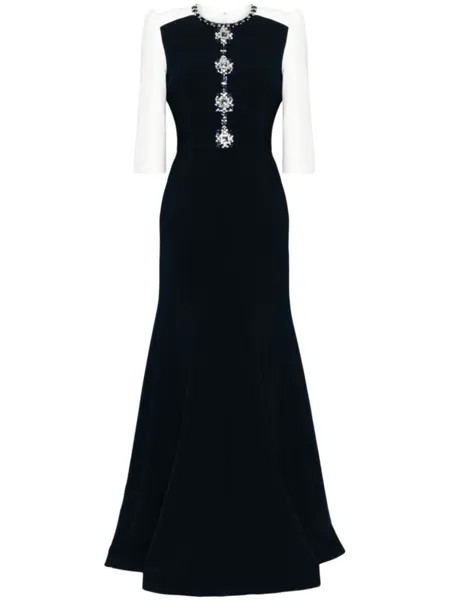 Jenny Packham вечернее платье Capote с кристаллами, синий