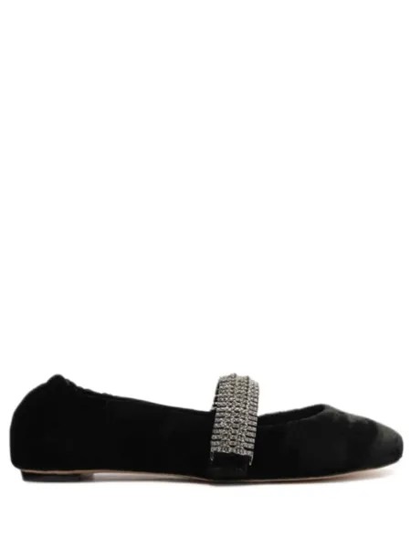 Alexandre Birman бархатные балетки Camila с кристаллами, черный