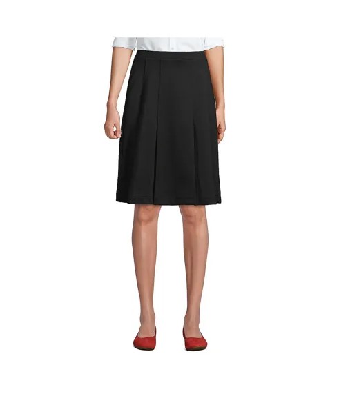 Школьная форма: женская юбка со складками понте до колена Lands' End, черный