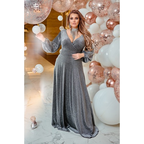 Платье Mega-Moda, размер 52/54, серебристый