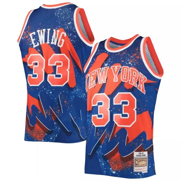 Мужская синяя майка Mitchell & Ness Патрик Юинг New York Knicks Hardwood Classics 1991-92 Hyper Hoops Swingman