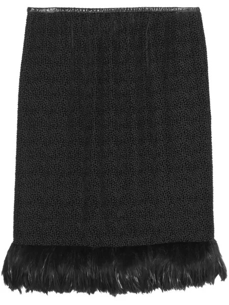 Saint Laurent юбка с перьями, черный