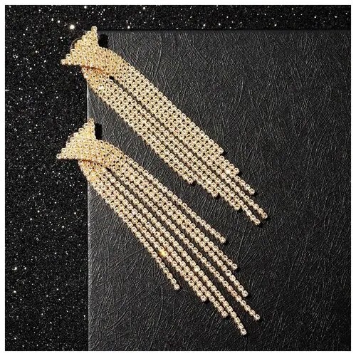 Серьги цепочки Queen Fair, фианит, белый, золотой