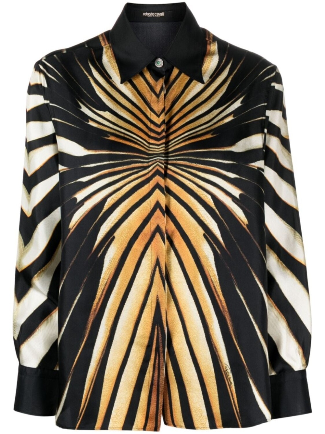 Roberto Cavalli шелковая рубашка с абстрактным узором, черный