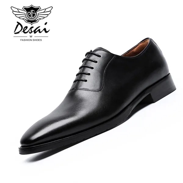 DESAI/кожаные туфли с натуральным лицевым покрытием Мужские модельные туфли в деловом стиле мужские туфли-оксфорды ручной работы из вощеной кожи европейские размеры 44-47