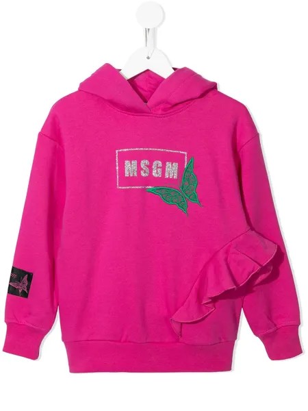 MSGM Kids худи с оборками и логотипом