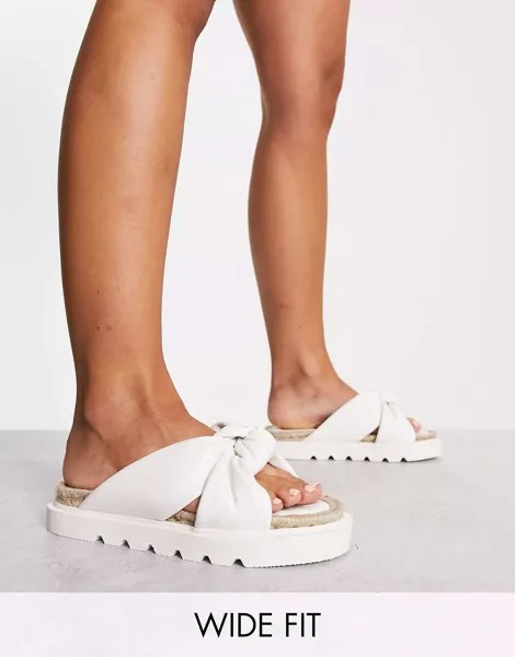 Белые эспадрильи с перекрестными ремешками ASOS Wide Fit Jemima