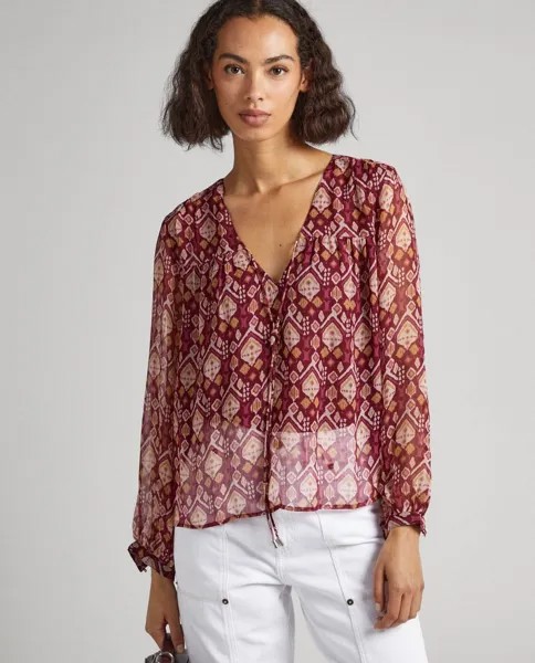 Женская блузка из шифоновой ткани с орнаментальным принтом Pepe Jeans, мультиколор
