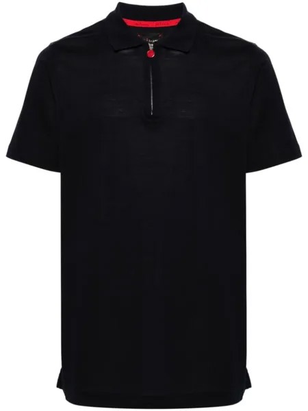 Kiton рубашка-поло пике с полумолнией, синий