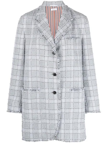 Thom Browne однобортный пиджак с бахромой, серый