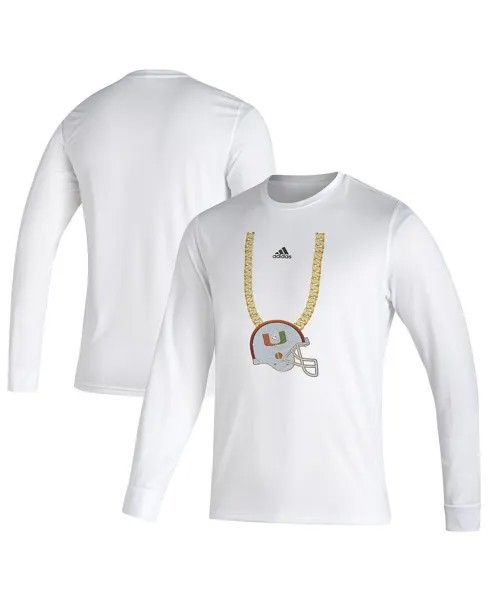 Мужская белая футболка с длинным рукавом turnover chain creator майами харрикейнз adidas, белый