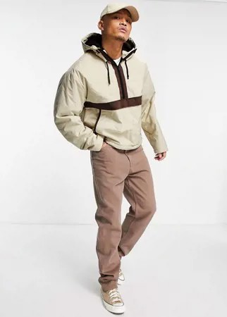 Стеганая oversized-куртка без застежки цвета экрю ASOS DESIGN-Светло-бежевый цвет