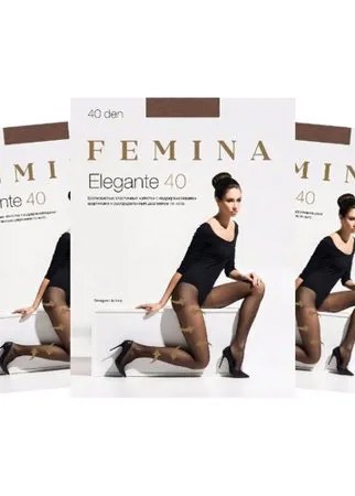 Женские колготки Femina, Elegante 40 den, набор 3 шт., бежевый, размер 2