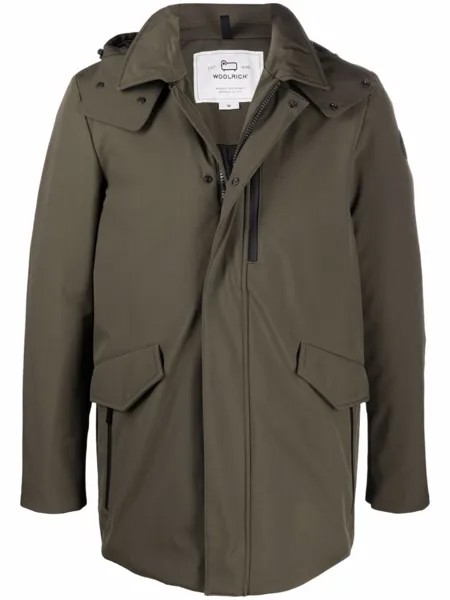 Woolrich пальто миди с капюшоном, зеленый
