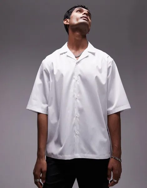 Белая элегантная рубашка свободного кроя с короткими рукавами Topman