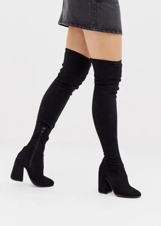 Черные высокие сапоги на каблуке ASOS DESIGN Korey-Черный