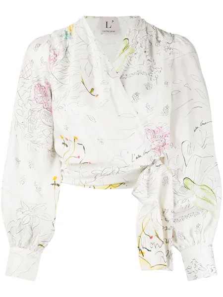L'Autre Chose блузка с цветочным принтом и запахом
