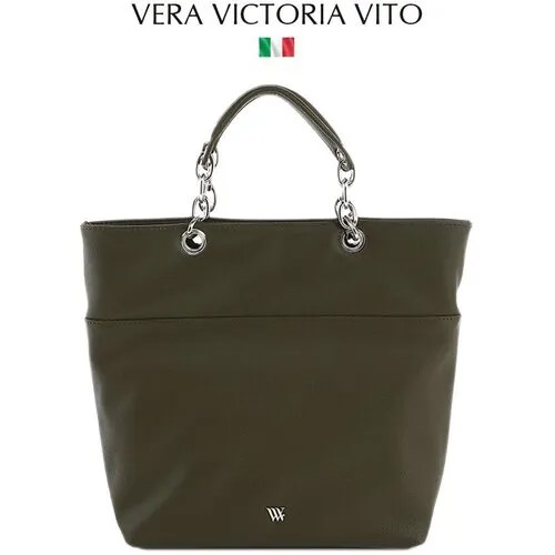 Сумка  шоппер Vera Victoria Vito повседневная, внутренний карман, регулируемый ремень, зеленый, хаки