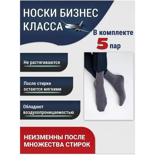 Носки Годовой запас носков, комплект, 5 пар, размер 31 (46-48), серый