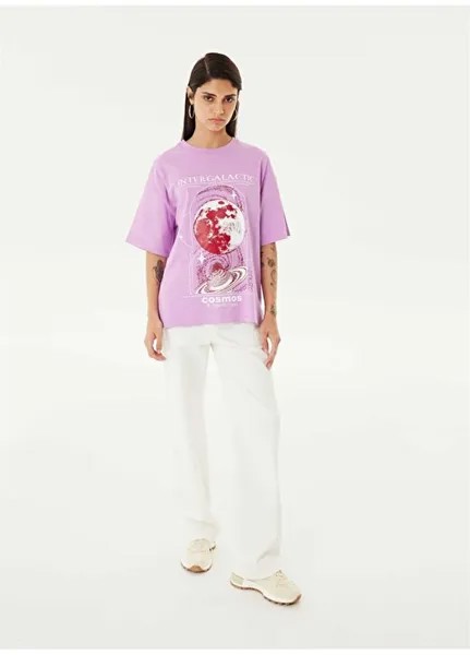 Однотонная сиреневая женская футболка с круглым вырезом TS1240070204071 Twist