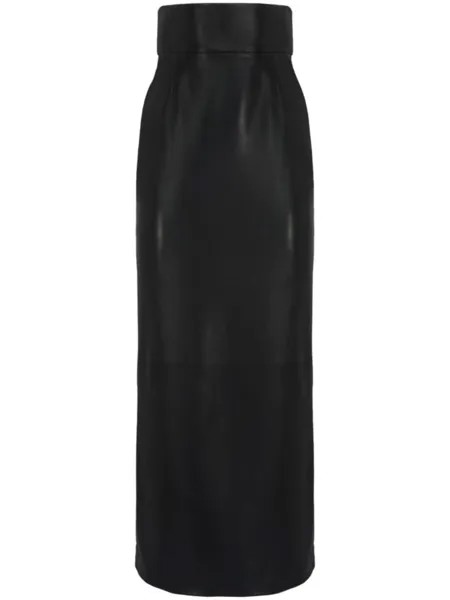 Alexander McQueen кожаная юбка миди Bustier, черный
