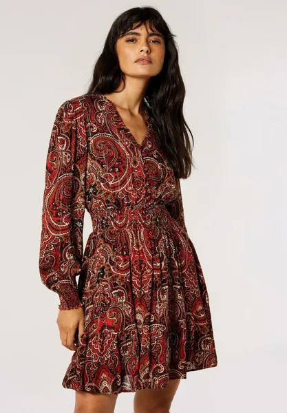 Летнее платье Paisley Print Ruffle Mini Apricot