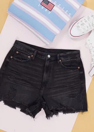 Черные джинсовые шорты бойфренда в стиле 90-х American Eagle-Черный цвет