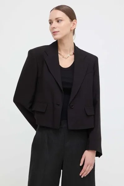 Пиджак из смесового льна Weekend Max Mara, черный