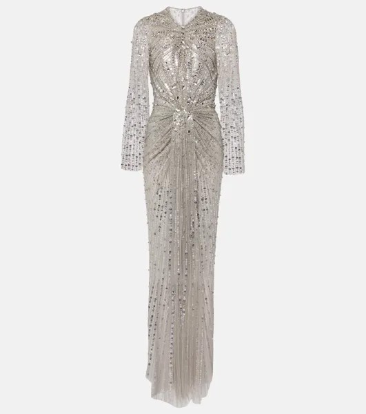 Платье Anja с пайетками Jenny Packham, серебряный