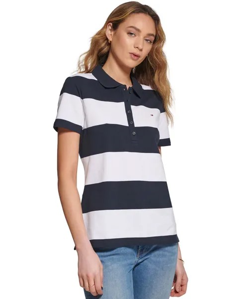 Женская полосатая рубашка-поло из пике Tommy Hilfiger, мульти