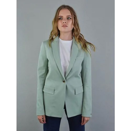 Пиджак TOMMY HILFIGER, силуэт прилегающий, размер 38, зеленый