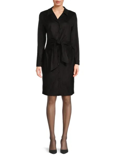 Платье-рубашка с завязками спереди Donna Karan, черный