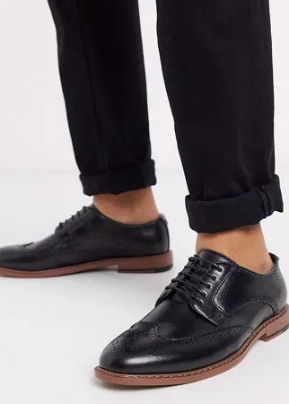 Черные броги для широкой стопы из искусственной кожи ASOS DESIGN-Черный