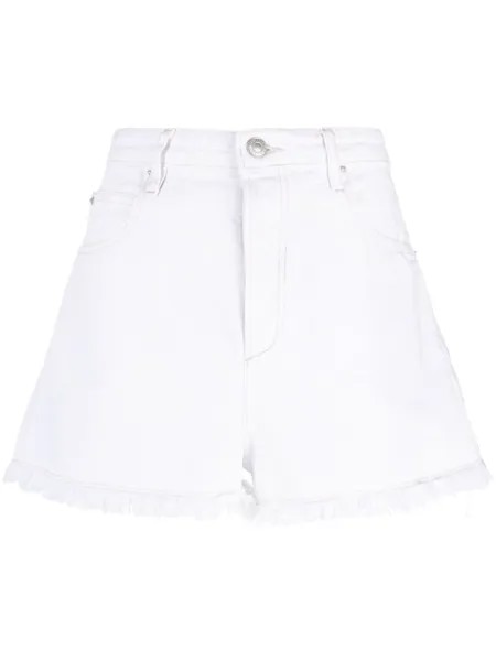 ISABEL MARANT джинсовые шорты Lesia с бахромой, белый