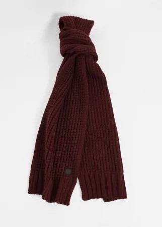 Теплый вязаный шарф темно-красного цвета AllSaints-Красный
