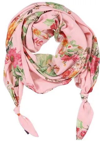 Шарф женский весенний, вискоза, шёлк, полиэстер, розовый, двойной шарф-долька с узелками серия Марокко ОА-dolka-z-62