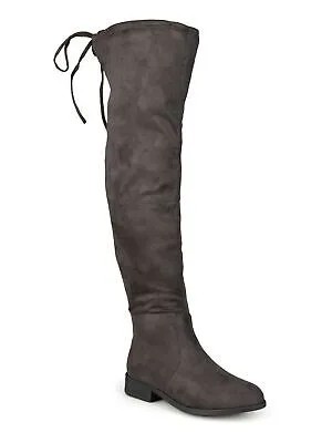 JOURNEE COLLECTION Женские серо-серые ботинки с завязками сзади и круглым носком на блочном каблуке 10