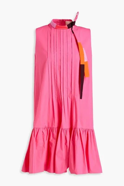 Платье мини из хлопкового поплина с защипами ROKSANDA, розовый