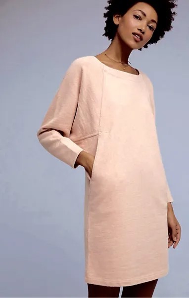 Платье-свитшот Anthropologie Selma Cocoon Кораллово-розовое Oversize-летучая мышь S NWT